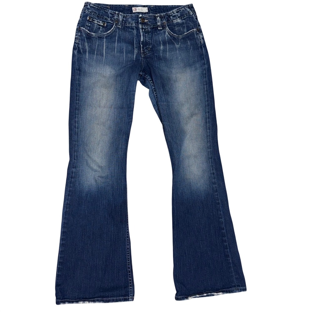 BIKE denim Women's Flared Bootcut Jeans Medium Wash Stretch Size 32x33.5